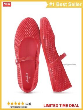 Jelly Ballet Flats Mary Jane Buckle Strap Round Toe Women's Casual Summer Shoes